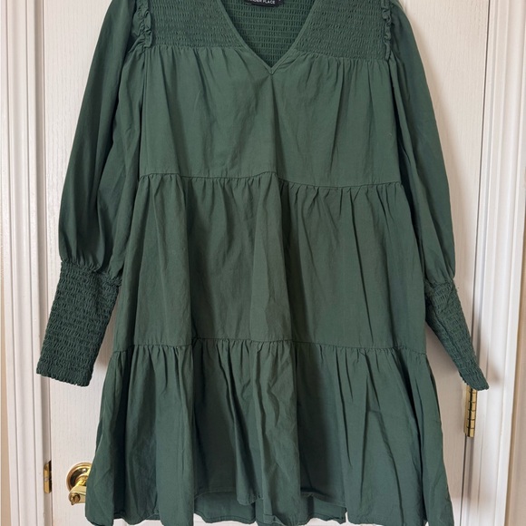 Small TUCKERNUCK Pomander Place Ceci Smocked Tiered Mini Dress Jaguar Green - Picture 2 of 4